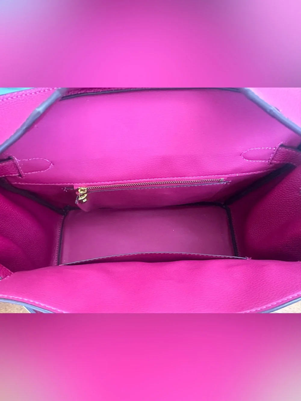 Women’s Fuchsia 30cm Top-Handle Leather Satchel with Gold Hardware